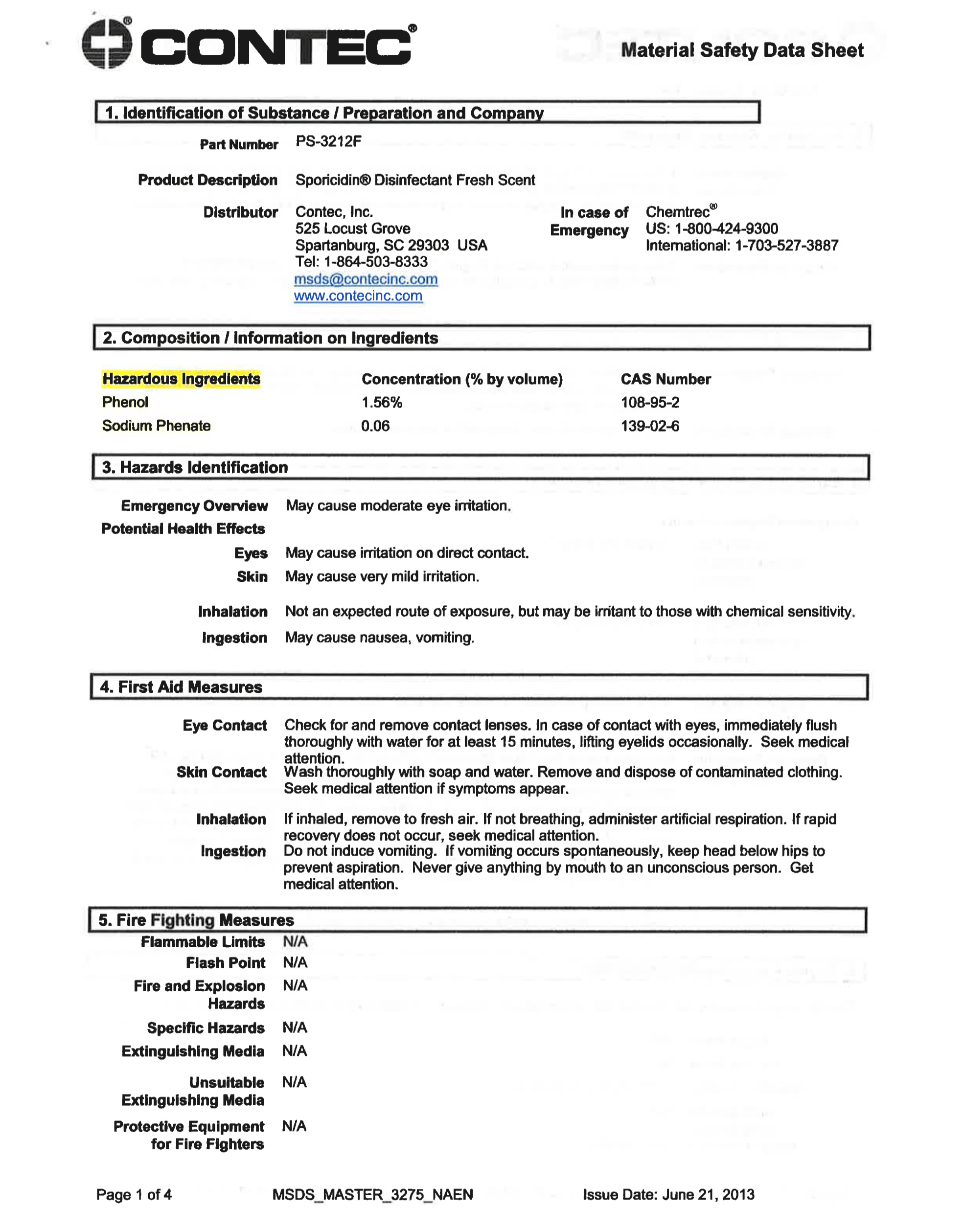 control de contaminación (sporicidin)
